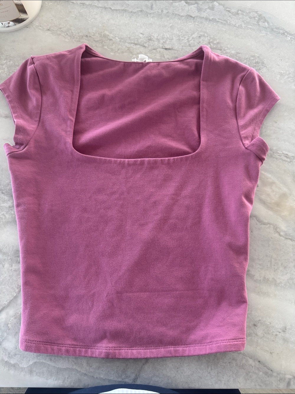 Garage Square Neck Short Sleeve Top in Dusty Rose